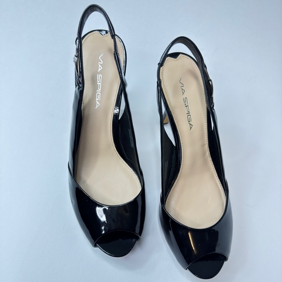 Via Spiga Shoes - VIA SPIGA Italy Women's Peep Toe Size 6M Slingback High Heel Black